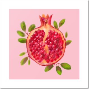 Pomegranate in pastel painting style Posters and Art